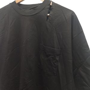 90's / Hanes Beefy-T , Black Pocket Faded Made in USA XL Shirt